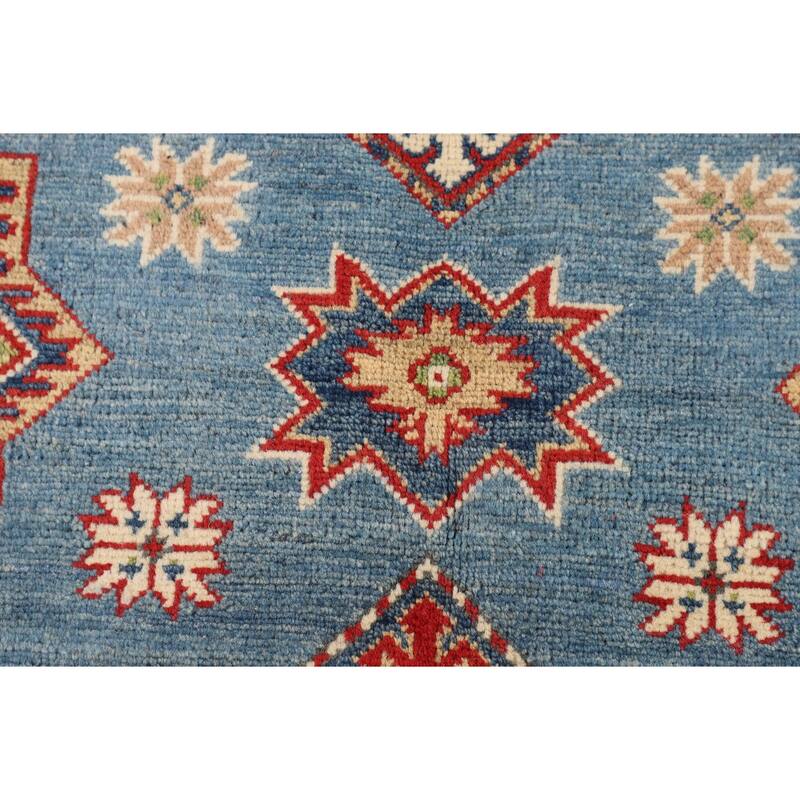 Blue Kazak Oriental Area Rug Hand-Knotted Wool Carpet - 6'7" x 9'10"