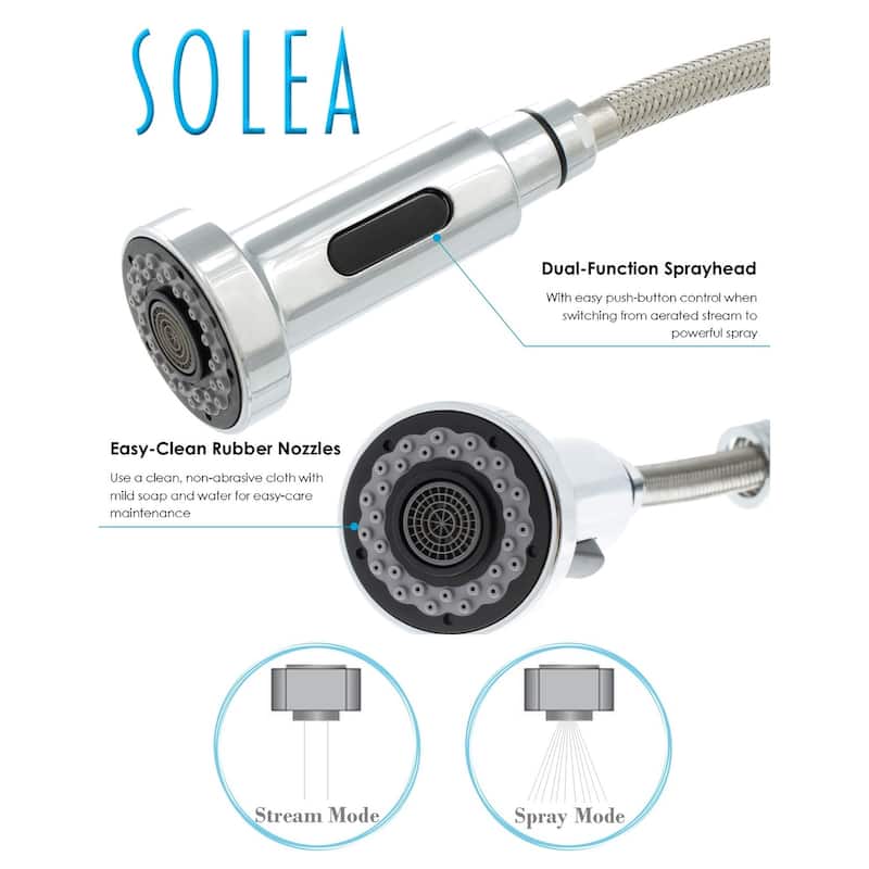 SAFAVIEH Solea Arcadia Stainless Steel Dual Function Pull-Down Spray Kitchen Faucet - 8.1" x 2.1" x 17"