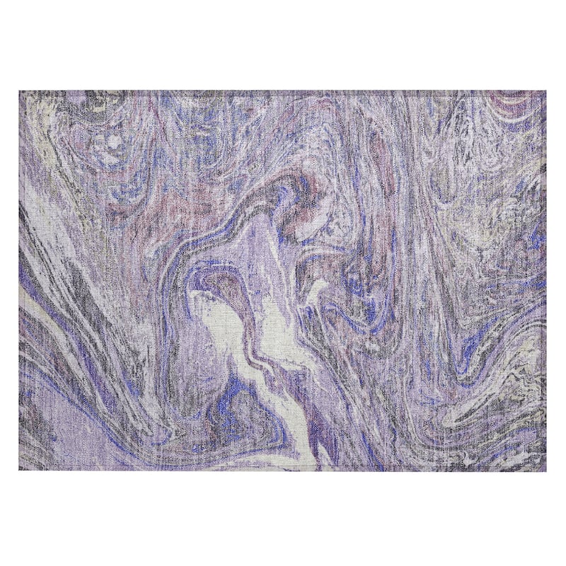 Machine Washable Indoor/ Outdoor Abstract Brushstroke Chantille Rug