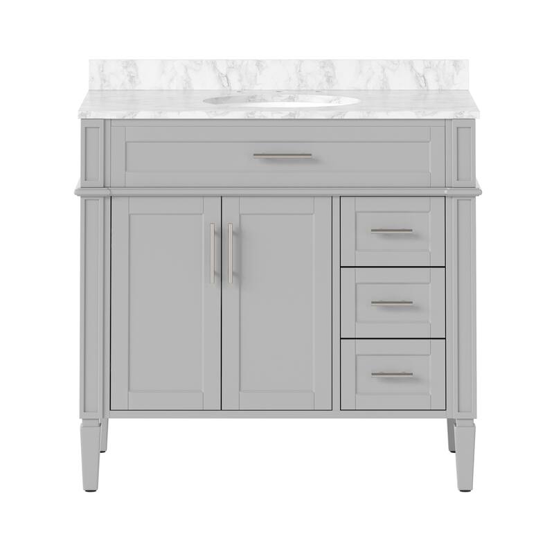 36/48/60 in. Bathroom Vanity with Ceramic Undermount Sink, Wood Cabinet, and storage drawers
