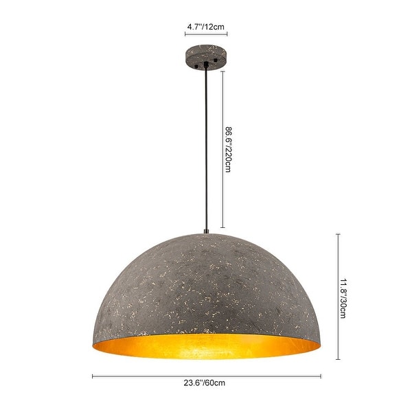 dimension image slide 14 of 15, Industrial Oversized Metal Dome Pendant Light - Modern Farmhouse
