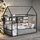 preview thumbnail 2 of 40, Twin Size Metal Bed House Bed Frame with Fence and Four Metal Grid Shelves