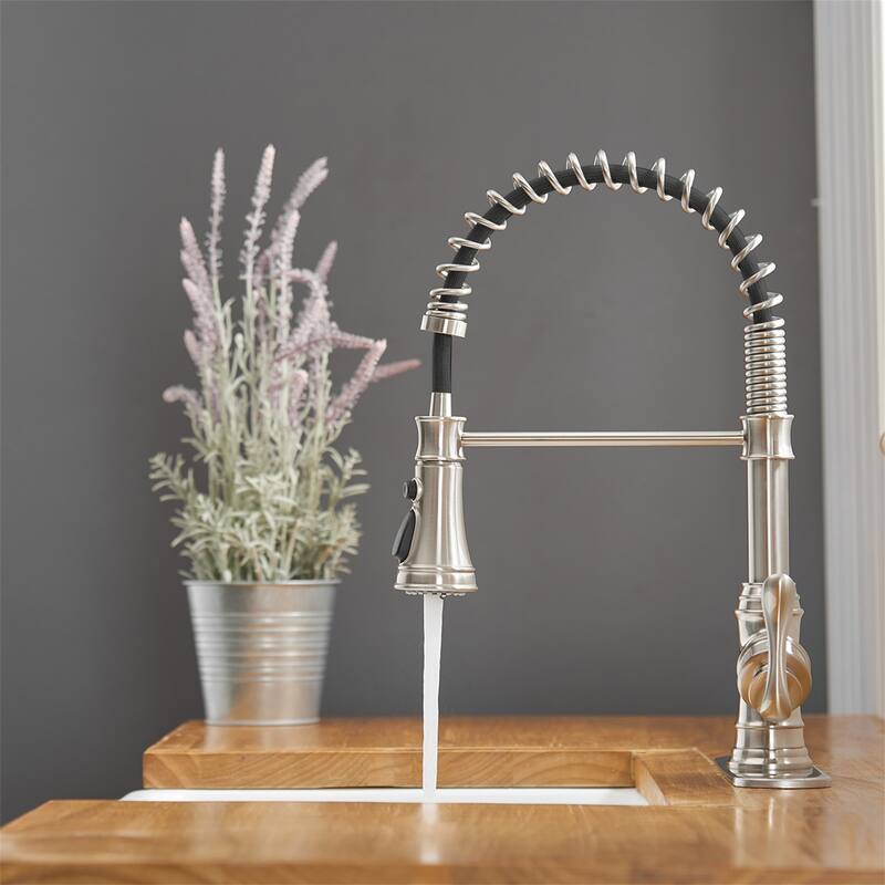 Single Handle Kitchen Sink Faucet With Pull Down Sprayer Commercial Kitchen Faucet One Hole Spring High Arc Gooseneck Bar Faucet