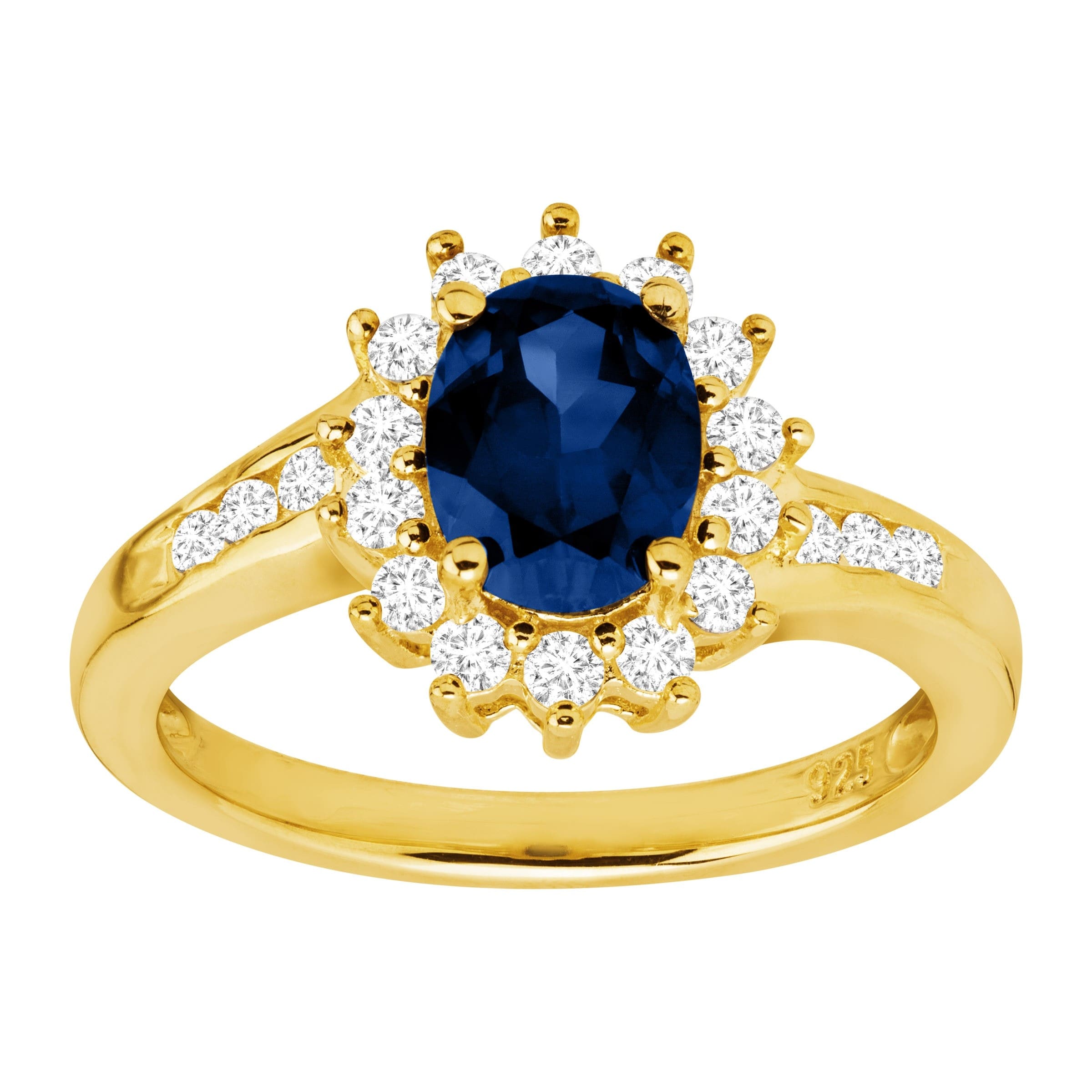 Shop 2 1 10 Ct Created Ceylon White Sapphire Sunburst Ring In 14k Gold Plated Sterling Silver Blue Overstock 21213987