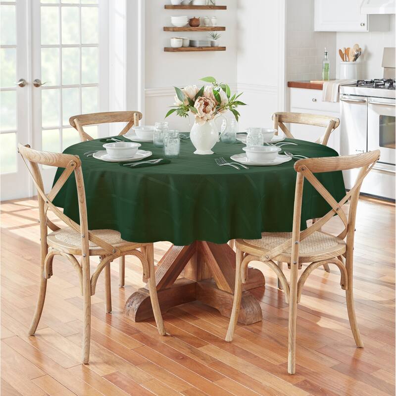 Elegance Plaid Jacquard Woven Tablecloth - 90" round - holly green