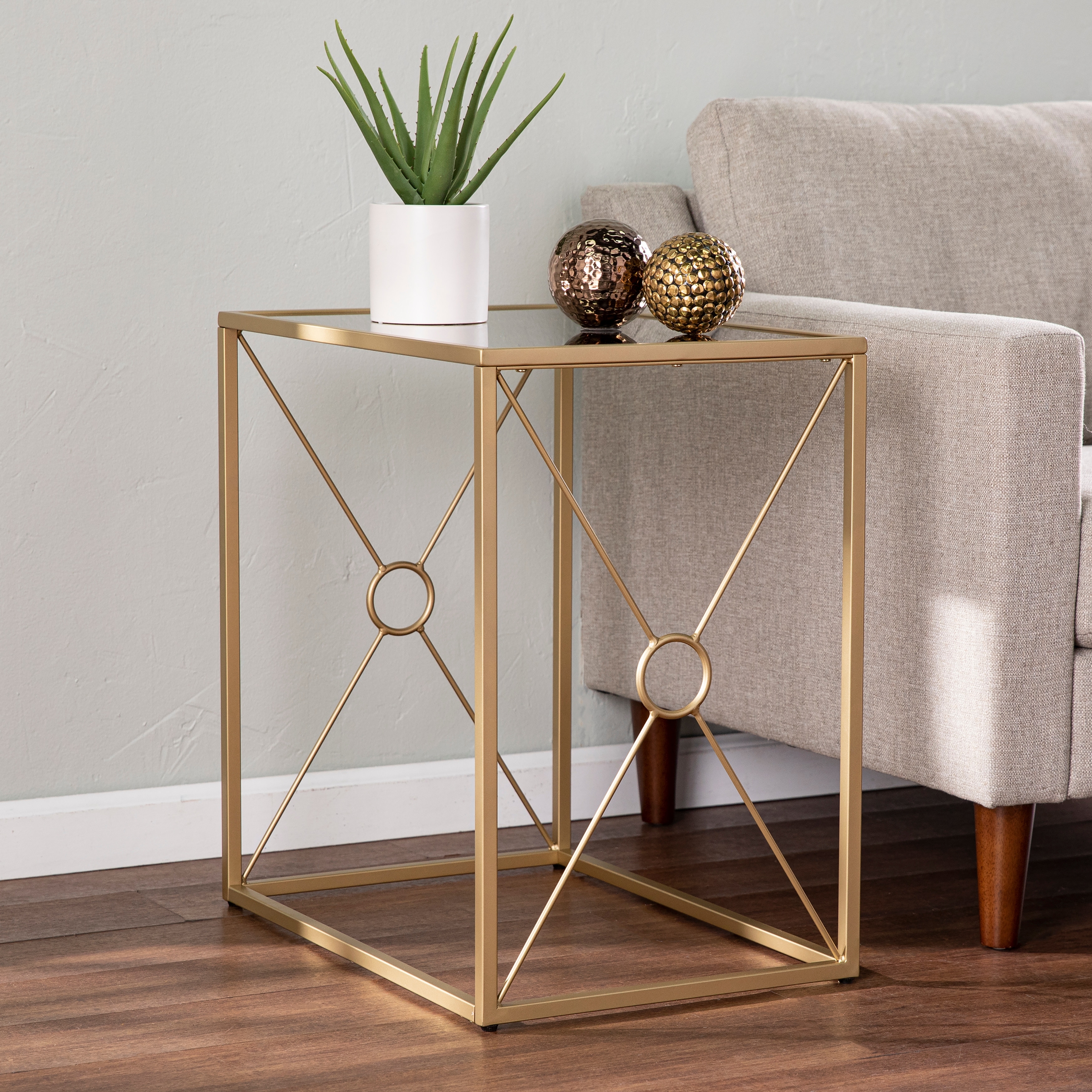 Metal Accent Table 23 h X 20 w 20 d Gold Modern Contemporary Transitional Round Goldtone Finish 