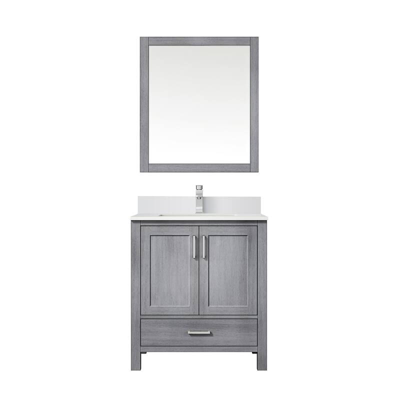 Jacques 30 in. W x 22 in. D White Bath Vanity, Cultured Marble Top, Faucet Set, and 28 in. Mirror