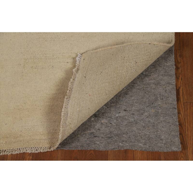 Solid Gabbeh Oriental Rug Hand-Knotted Wool Carpet - 3'7"x 7'3"