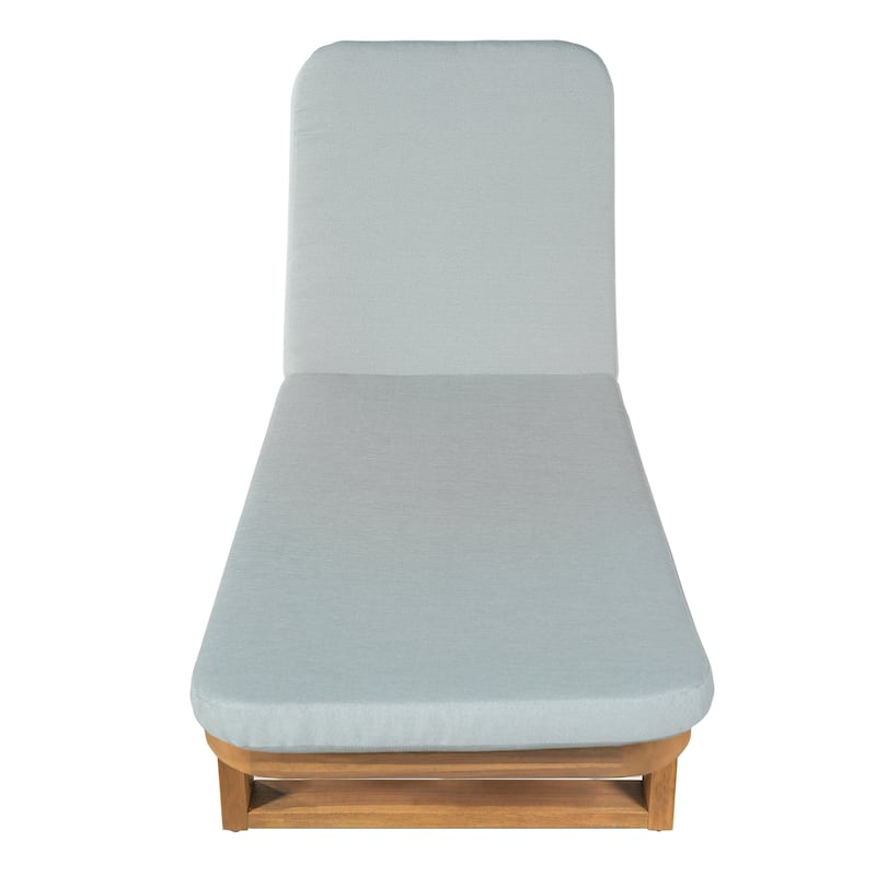 Christopher Knight Home - Milos Outdoor Acacia Wood Chaise Lounge with Adjustable Backrest & Water Resistant Cushioned Seat