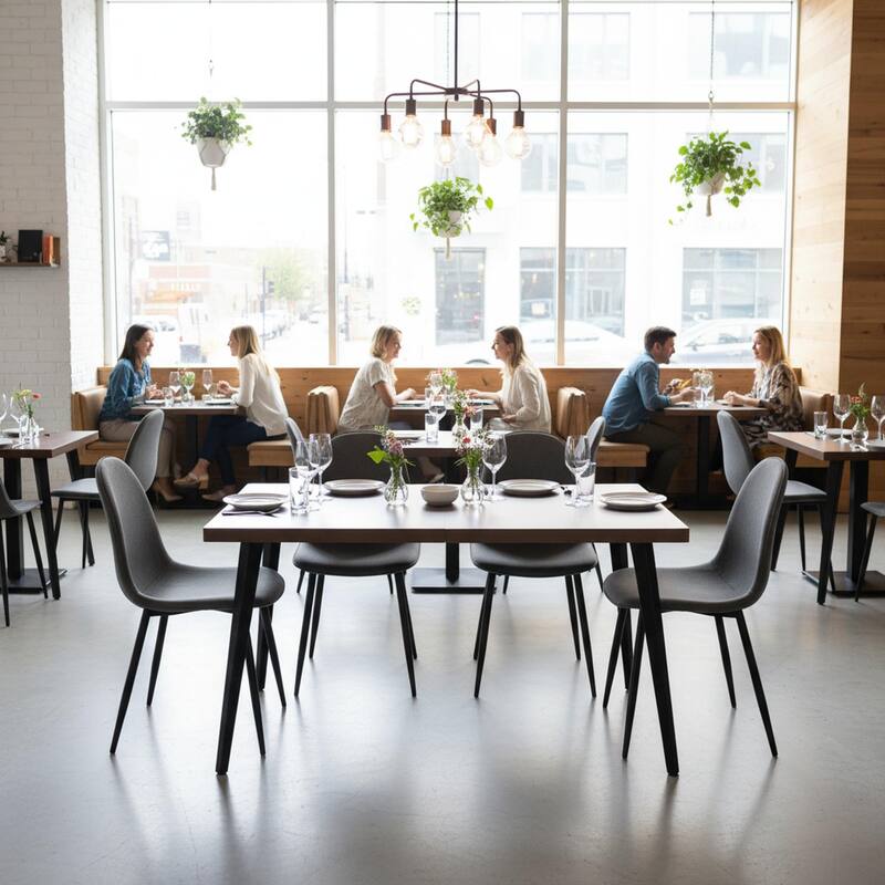 Homy Casa 5-Piece Dining Room Set with Modern Brown Table and 4 Upholstered Side Chairs