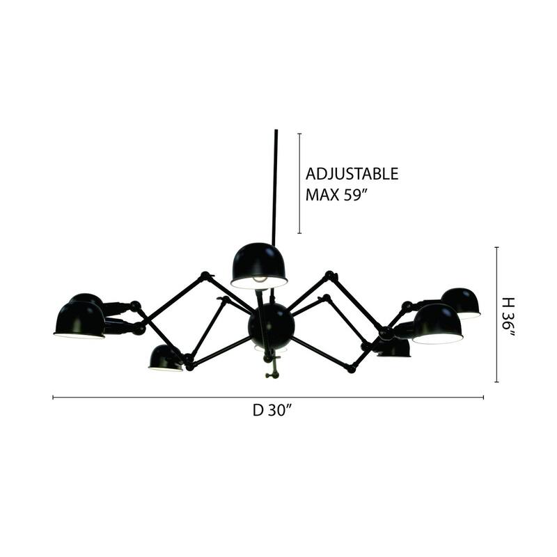 8-Light Black Chandelier With Aluminum Shades