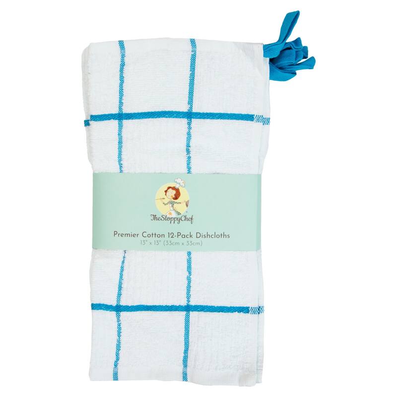 The Sloppy Chef Premier 12-Piece Windowpane Dishcloths - 13x13