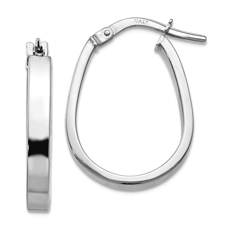 Curata 10k White or Yellow Gold Italian Polished U-shape Hoop Earrings - 22x3mm
