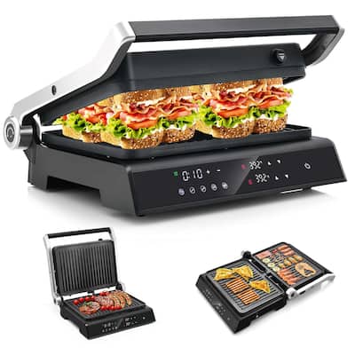 Costway Electric Panini Press Grill Sandwich Maker with LED Display & - See Details