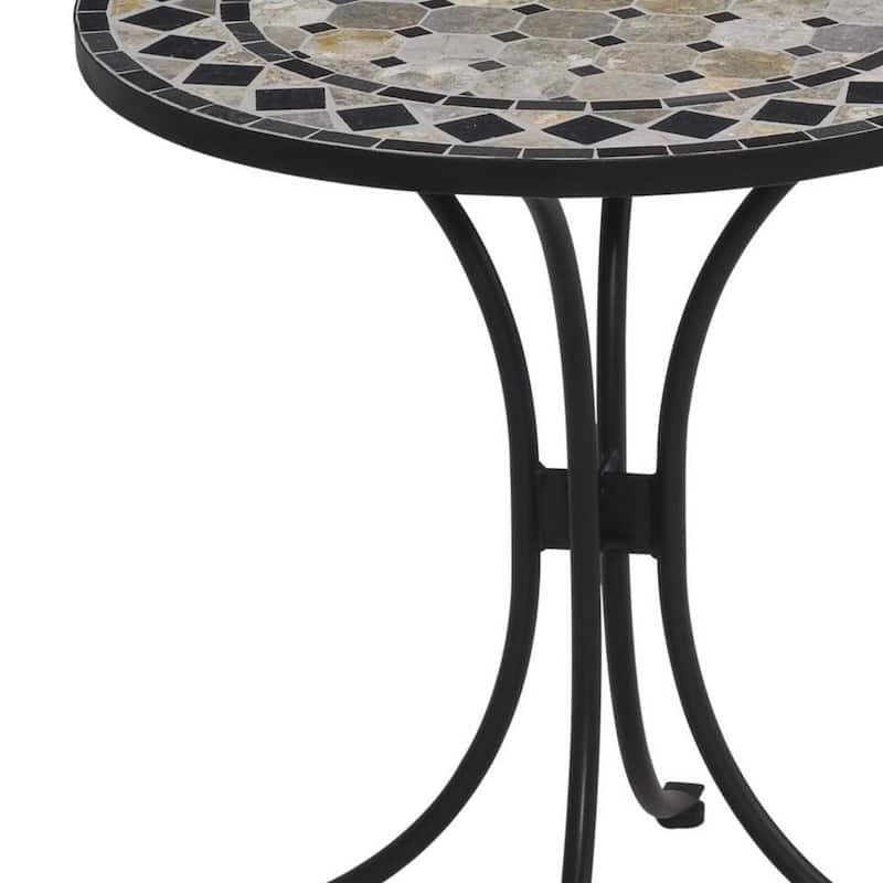 Laguna Black Outdoor Bistro Table with Marble Tile Top