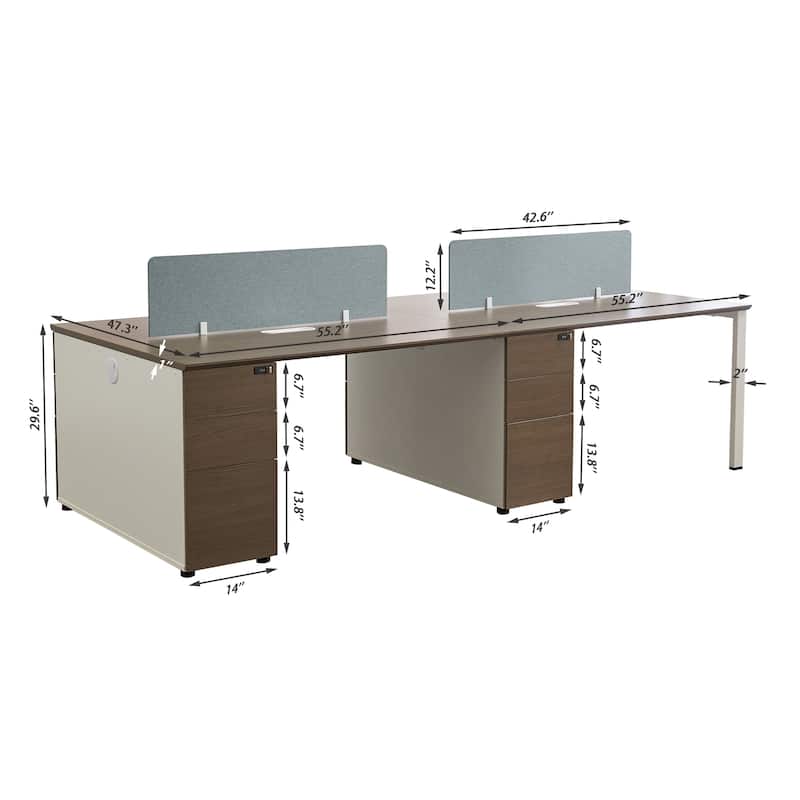 4 Person Attachable Workstation Desks with Chairs Combination