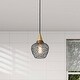 preview thumbnail 1 of 9, Edita 1-light Black and Brushed Brass Finish Woven Wire Cage Pendant