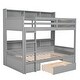 preview thumbnail 5 of 8, Twin Size Bunk Bed with Built-in Shelves Beside Both Upper & Down Bed and Storage Drawer, Twin Over Twin Solid Wood Bed Frame