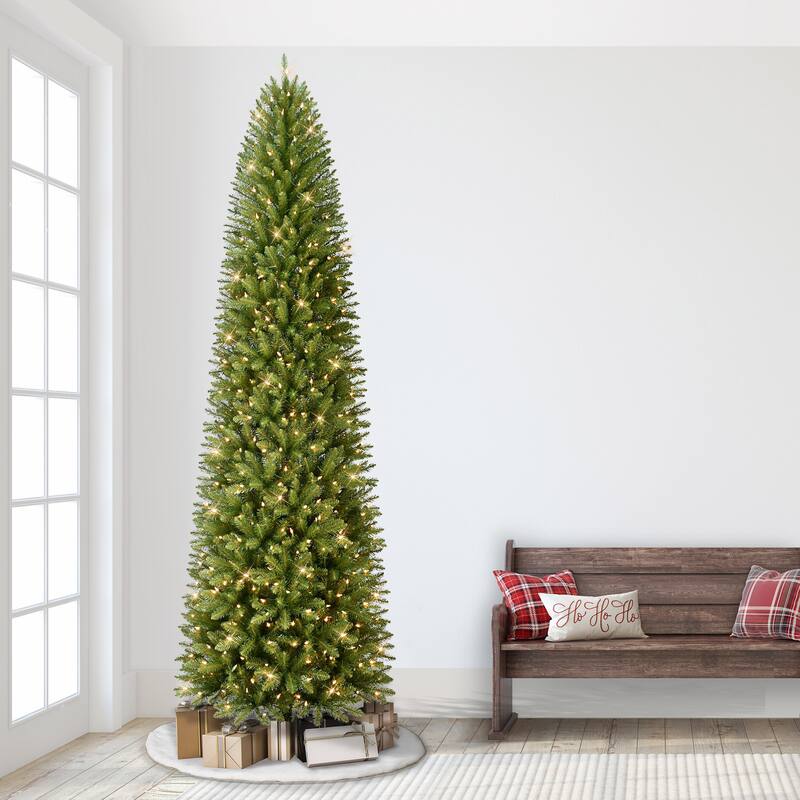 Puleo International 9 ft. Pre-lit Fraser Fir Pencil Artificial Christmas Tree