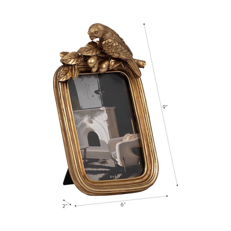 Resin Boho Ornate Parrot Photo Frame - Gold, 4x6 in.