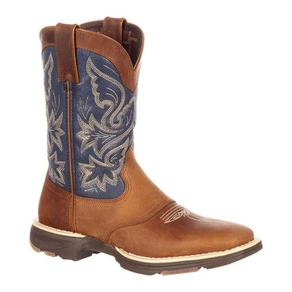 Durango Boot Women's DRD0183 UltraLite 10" Western Saddle Boot Tan/Blue Denim/Full Grain Leather