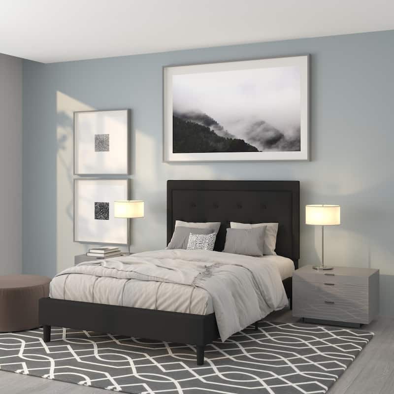 Panel Tufted Upholstered Platform Bed