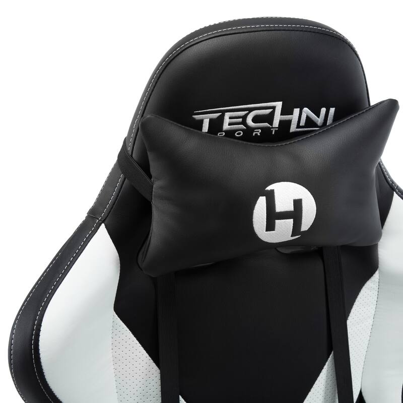 White Sport Office-PC Gaming Chair with 150° Recline, Adjustable Height & 2D Armrests, PU Leather, 250 lbs Capacity