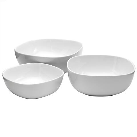 Denmark 3PC White Porcelain Soft Square Serving Bowl