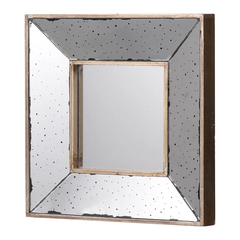 Distressed Silver Square Accent Wall Mirror