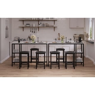 3-People Counter Heihgt Dining Set w/Storage, 4 Piece Kitchen Bar Table ...