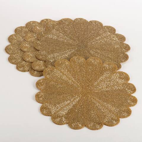 Beaded Placemats With Flower Design (Set of 4)