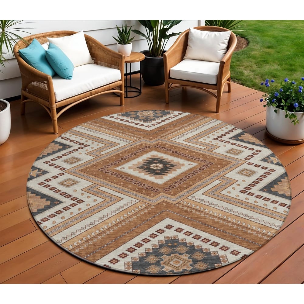 HomeRoots Tribal Transitional Rectangle Outdoor Rug