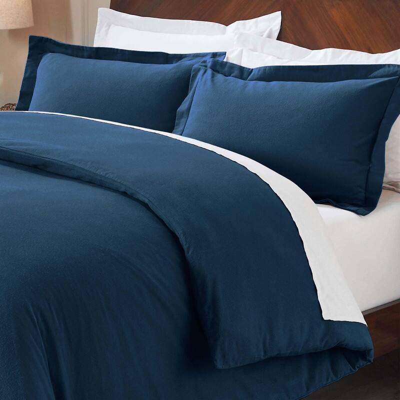 Superior Classic Solid Flannel Cotton Duvet Cover Set