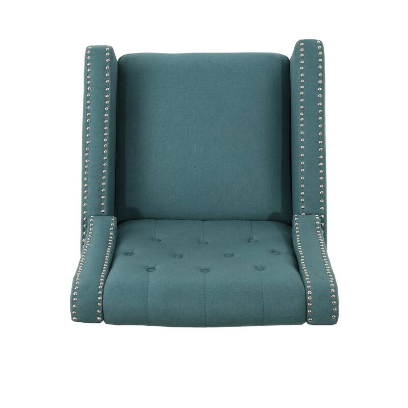 Pushback Recliner Chair, Fabric Armchair Push Back Recliner with Rivet Trim, Mid Century Tufting Accent Chair for Living Room