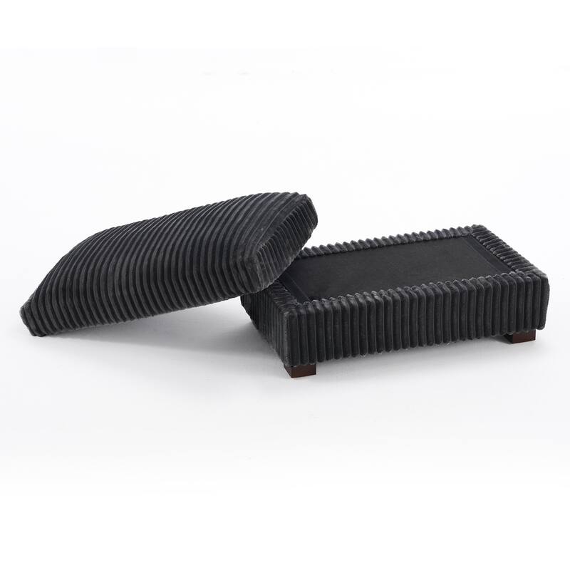 40" Oversized Plush Flannel Upholstered Ottoman Footstool Set of 2