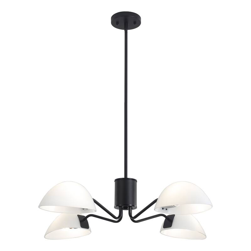 4-Light Hanging Island Linear Chandelier Lighting Fixture with Glass Shade for Dining Room Kitchen Island