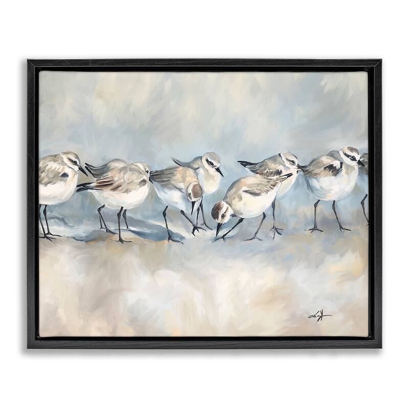 Stupell Sandpiper Birds Mirage Framed Floater Canvas Wall Art Design By Ramona Murdock - 21 x 17 - Black