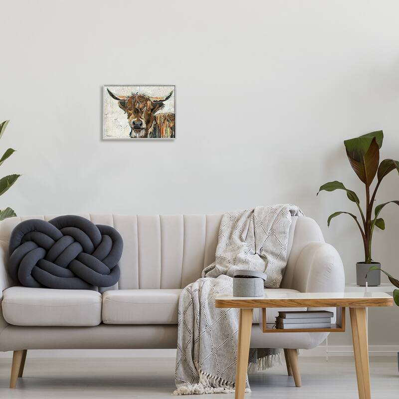 Stupell Highland Cattle Cow Collage Portrait Framed Giclee Texturized Wall Art, Design By Traci Anderson
