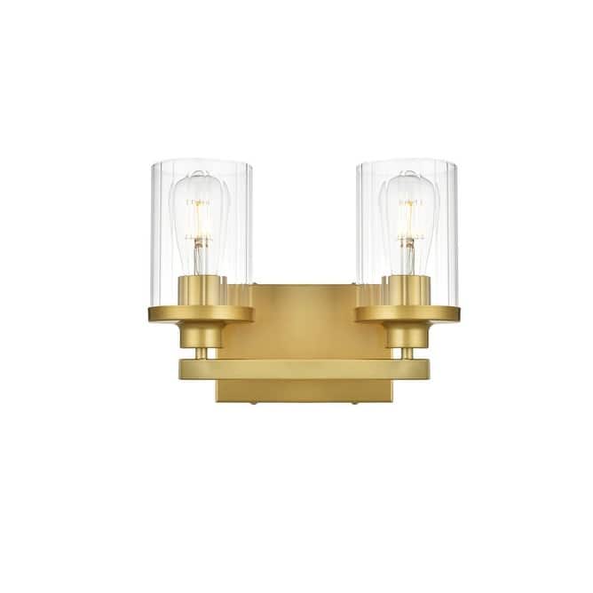 Elegant Lighting LD7316W12 Thane 2 Light 12" Wide Vanity Light - Brass / Clear