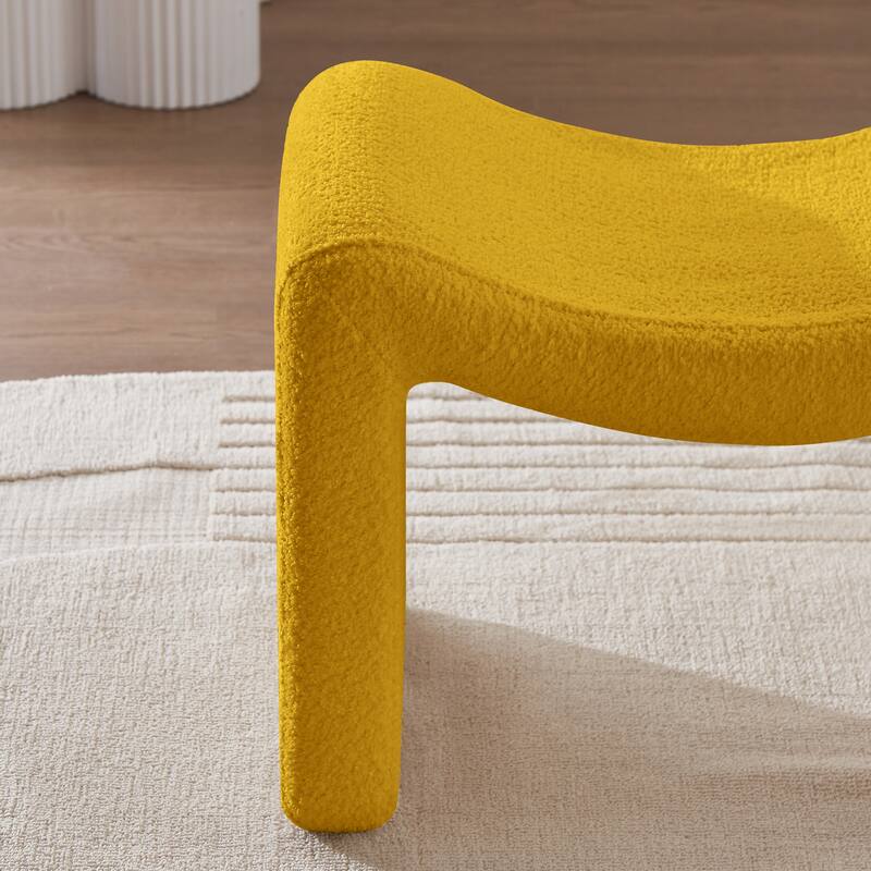 VANOMi Upholstered Pouf, Mid-Century Modern Ottoman, Cometemporary Foot Stool For Living Room Extra Vanity Seat For Small Space