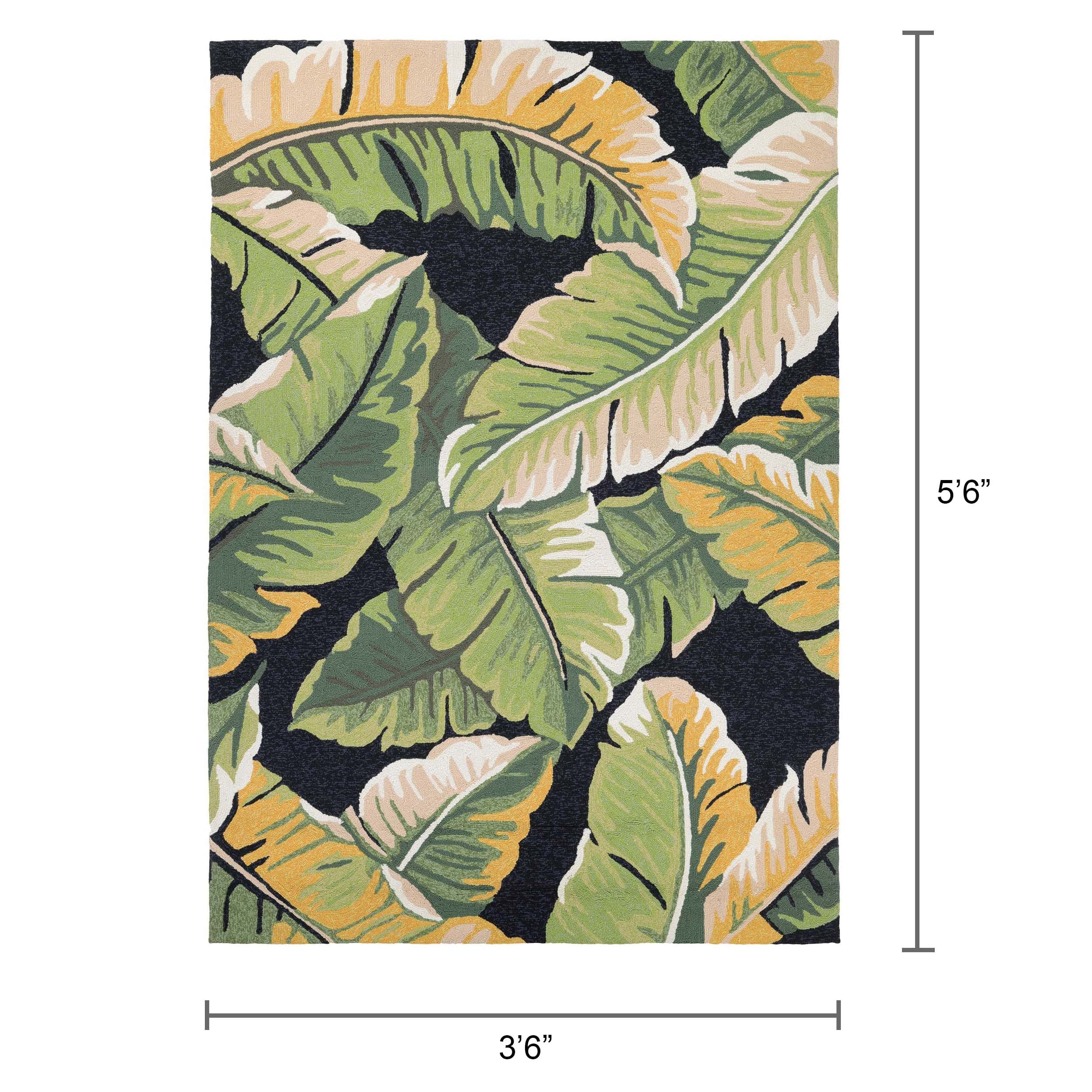 Miami Rainforest Black Green Indoor Outdoor Area Rug Overstock 10437657