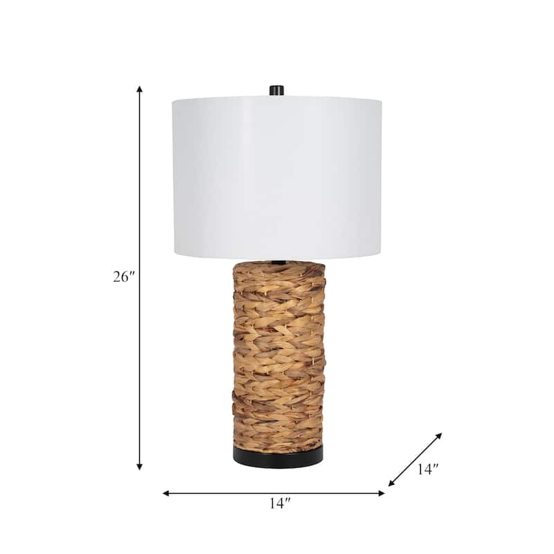 Modern Woven Seagrass Cylinder Table Lamp - 26", Brown & White - 25.75"
