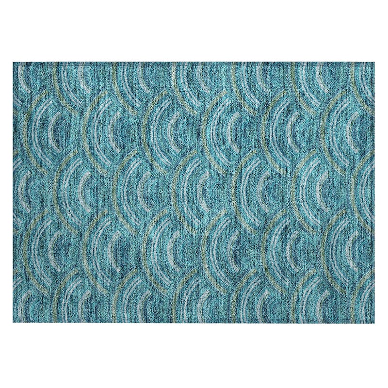 Machine Washable Indoor/ Outdoor Modern Mosaic Chantille Rug