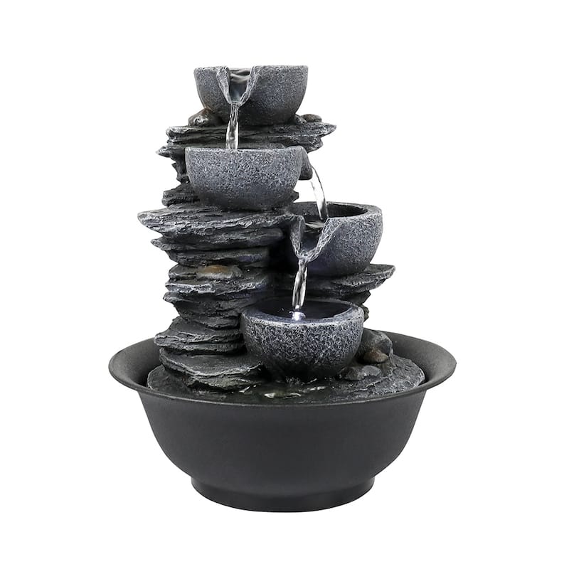 4-Tier Water Fountain Indoor Relaxation Waterfall Feature for Home