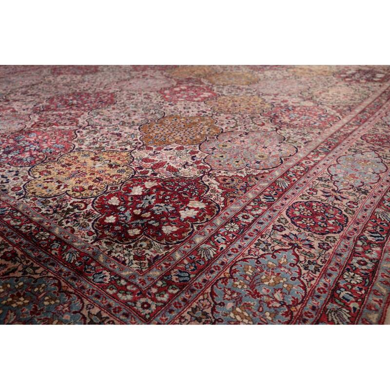 Vegetable Dye Agra Indian Antique Area Rug Hand-Knotted Wool Carpet - 9'1" x 12'2"