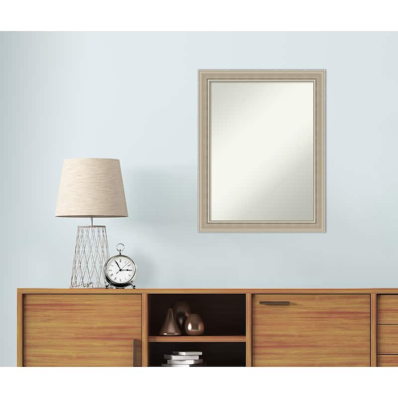 Mezzo Silver Non-Beveled Wood Framed Wall Mirror - Mezzo Silver