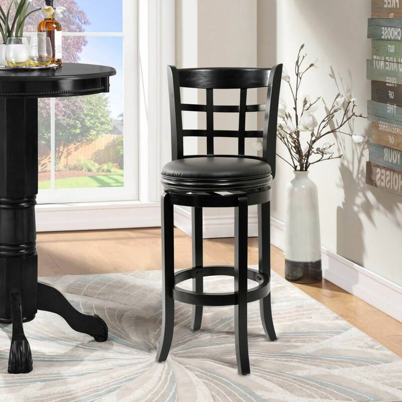 Kyoto Rubberwood 29-inch Swivel Stool - Black