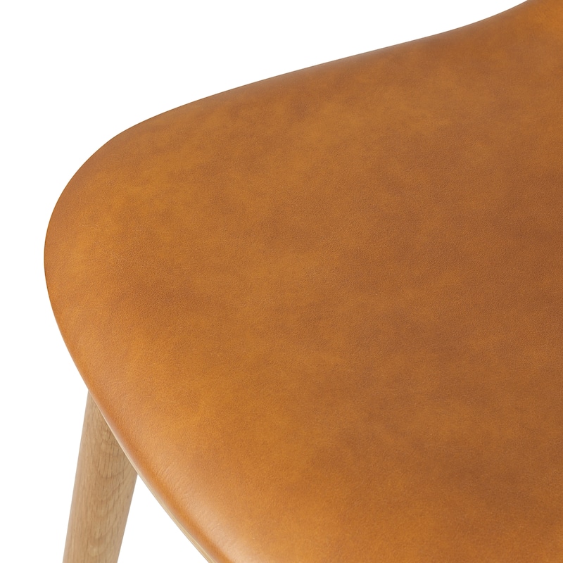 Poly & Bark Notello Leather Counter Stool - 26" Seat Height Solid Oak Wood Frame