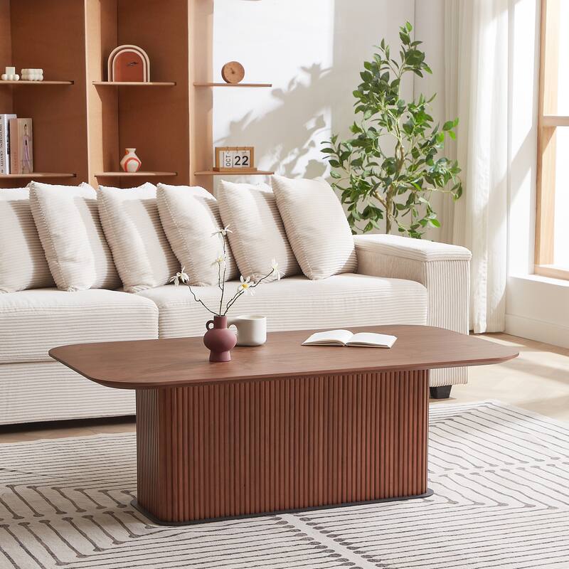 Coffee Table Walnut Wood Surface and Black Metel Feet