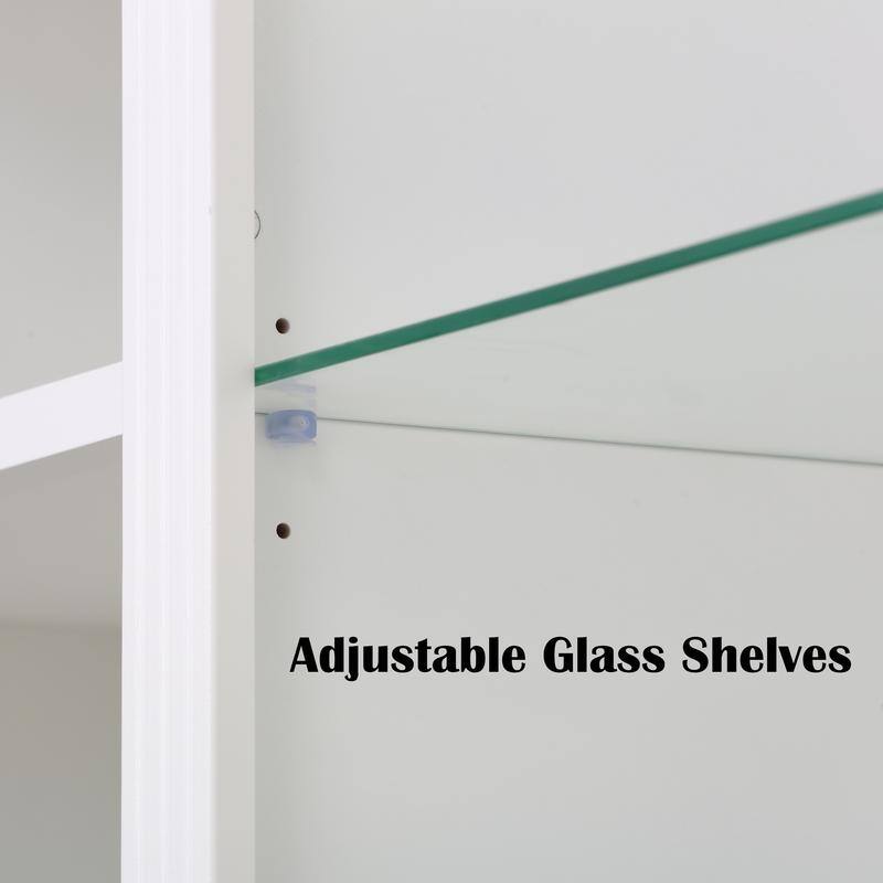 Farmhouse 78.75"Tall 4-Tier Display Shelf with Adjustable Glass Shelves and Dimmable Ceiling Light for Home Decor